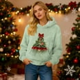 thumbnail image 4 of Women's Hooded Long Sleeve Christmas Printed Flannel Top Hooded Sweatshirt for Winter Comfort and Holiday Fashion,Green,L, 4 of 7