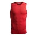 thumbnail image 4 of ZHOGXU Mens Tank Top Sleeveless Round Neck Solid Color Tight Base Fitness Training Running Quick Drying Basketball Vest For Daily Wear,Red,M, 4 of 6