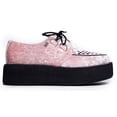 thumbnail image 2 of TUK A8821 Velvet Stitch Checker Ribbed Platform Flatform Lace Up Creeper Sneaker 11, 2 of 4