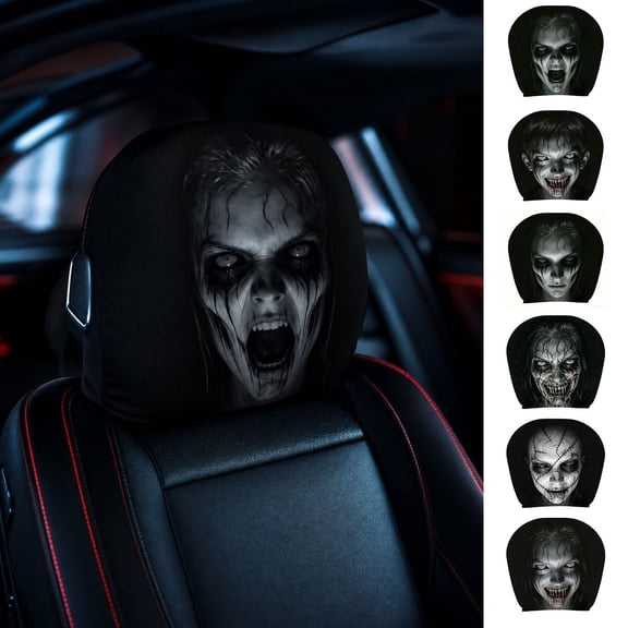 Aurorax Scary Headrest Covers for Cars,Haunted Headrest Covers,Universal Elastic Headrest Protector for Car,Auto,Truck,Vehicle,SUV