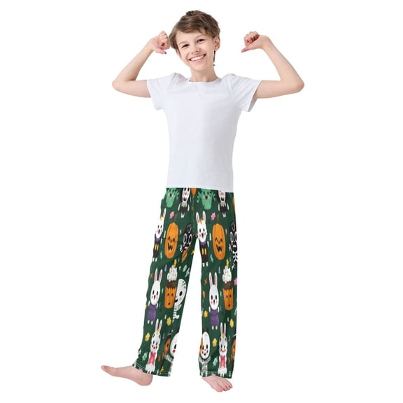 Iauyy Boys Pajama Pants for Boys-Cotton-Like Modal PJ Bottoms for Kids-Relaxed Fit-Soft Sleep Pants in Sizes 6Y-14Y (S-XL),Cupcake Rabbit