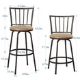 thumbnail image 3 of VECELO Adjustable-Height Bar Stool, Swivel Counter Stools for Kitchen, Living Room, Pub, and Bistro, Brown, Set of 2, 3 of 10