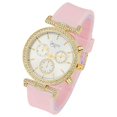 thumbnail image 5 of Stand Out Get Noticed! Big Face Ladies Bejeweled Rubber Iced Out Colorful Watch with Genuine Rhinestone Diamond Accents - Touch of Female Celebrity Glamour - ST10385T Pink Tennis, 5 of 9