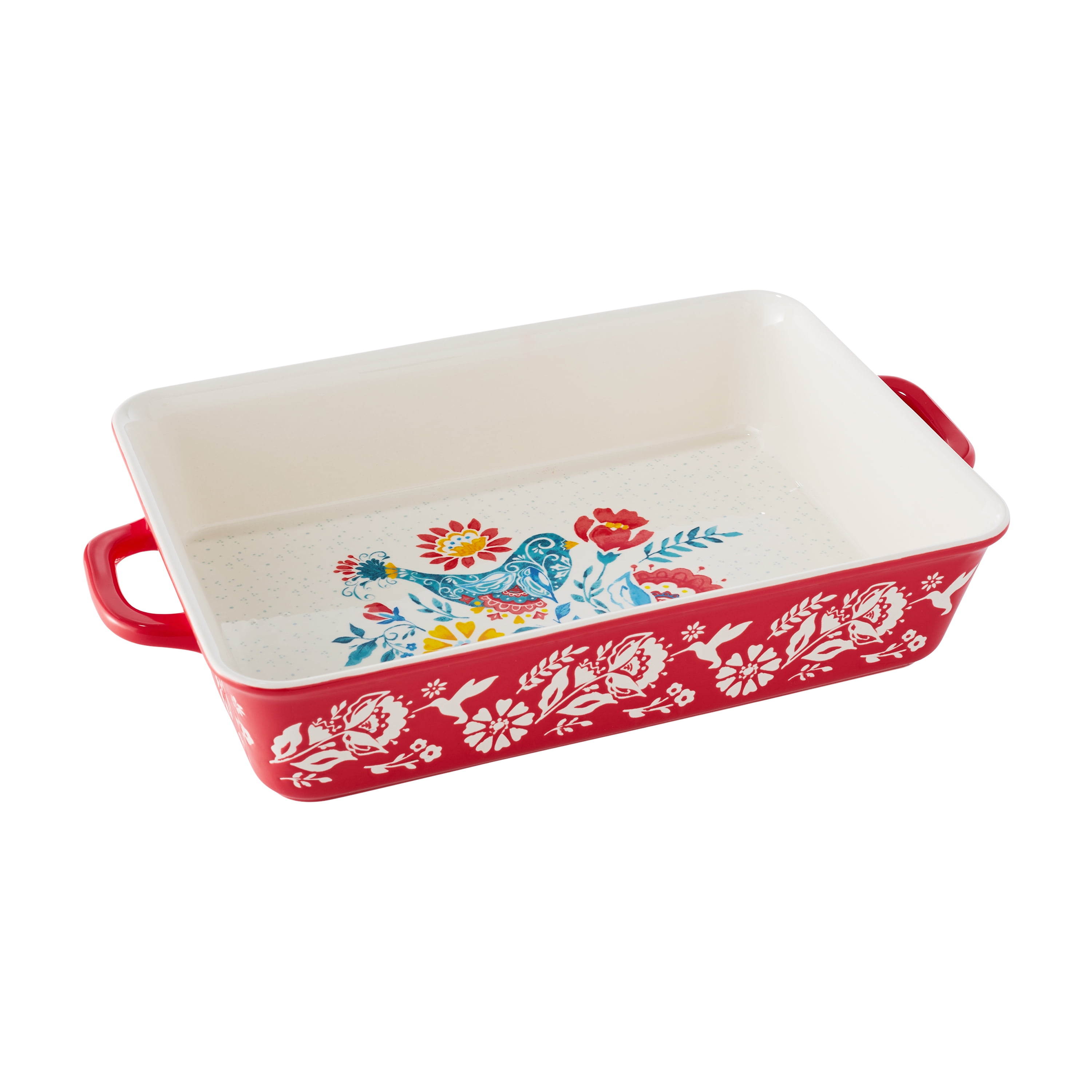 The Pioneer Woman Sweet Romance Blossoms Red, Teal 2-Piece Rectangular Ceramic Baking Dish