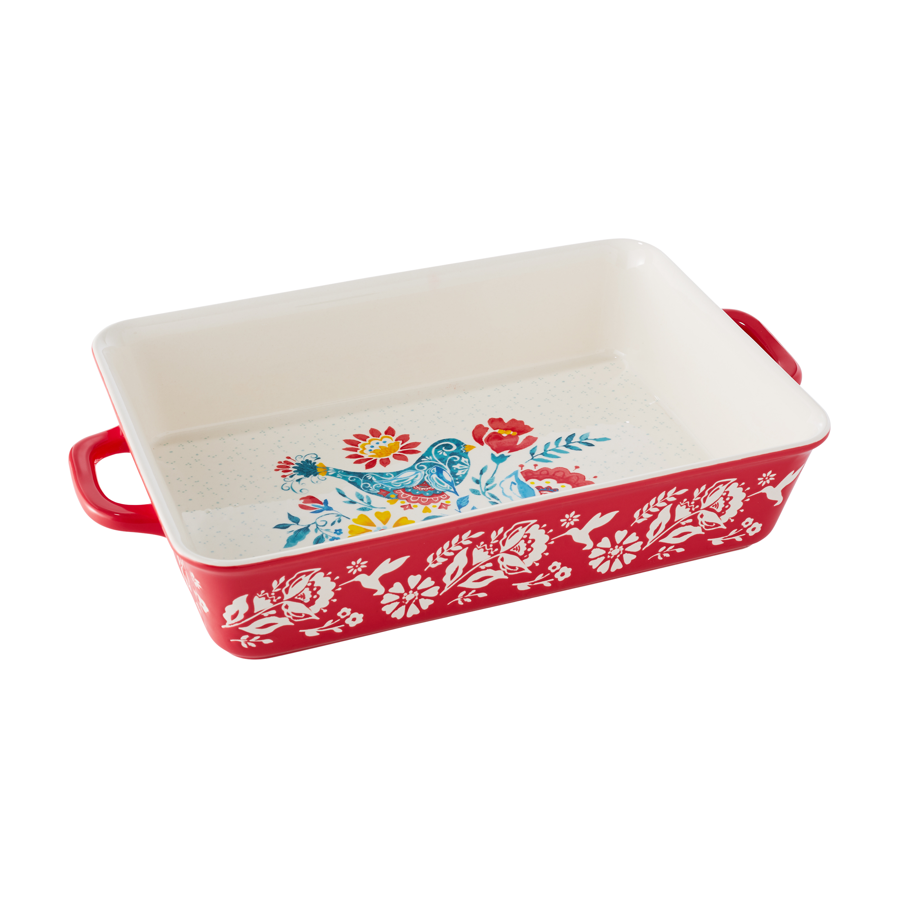 The Pioneer Woman Sweet Romance Blossoms Red, Teal 2-Piece Rectangular Ceramic Baking Dish - image 3 of 11