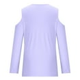 thumbnail image 5 of Goodtrade8 Casual Long Sleeve Shirts for Women Cold Shoulder Purple Long Sleeve V-Neck Solid Color Shirts for Women Plus Size, 5 of 5