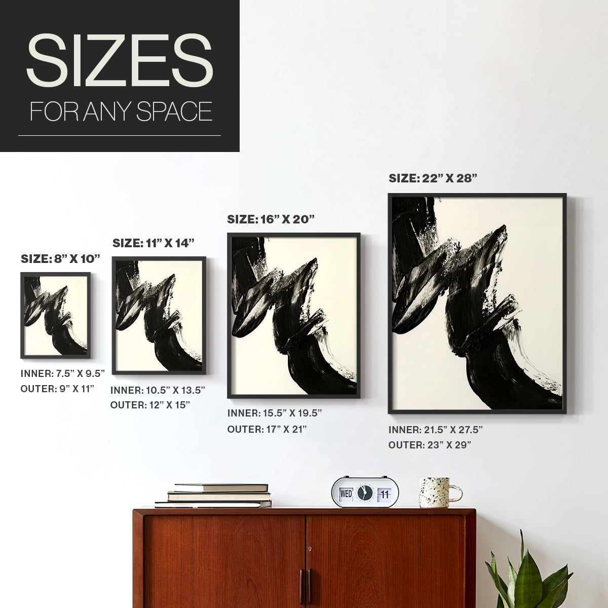 Black Expression II in Black Solid Wood 22 x 28 Framed Print
