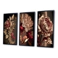 thumbnail image 3 of Designart "Gilded Rose with Vintage Glamour I" Floral Framed Wall Art Set Of 3 - Pink Traditional Frame Canvas Set For Living Room Decor, 3 of 6
