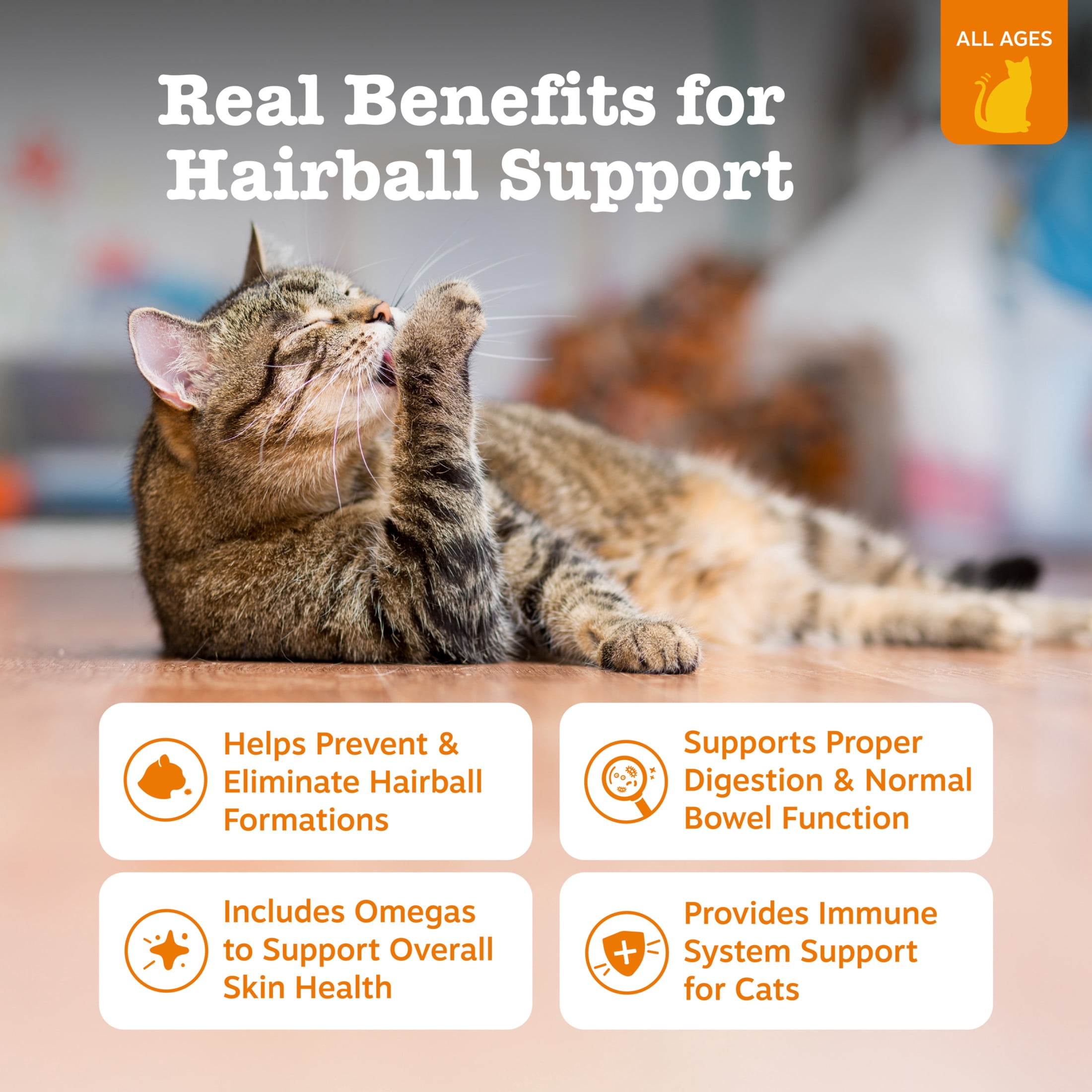 (6 pack) Zesty Paws Cat Hairball Bites, 30 Count