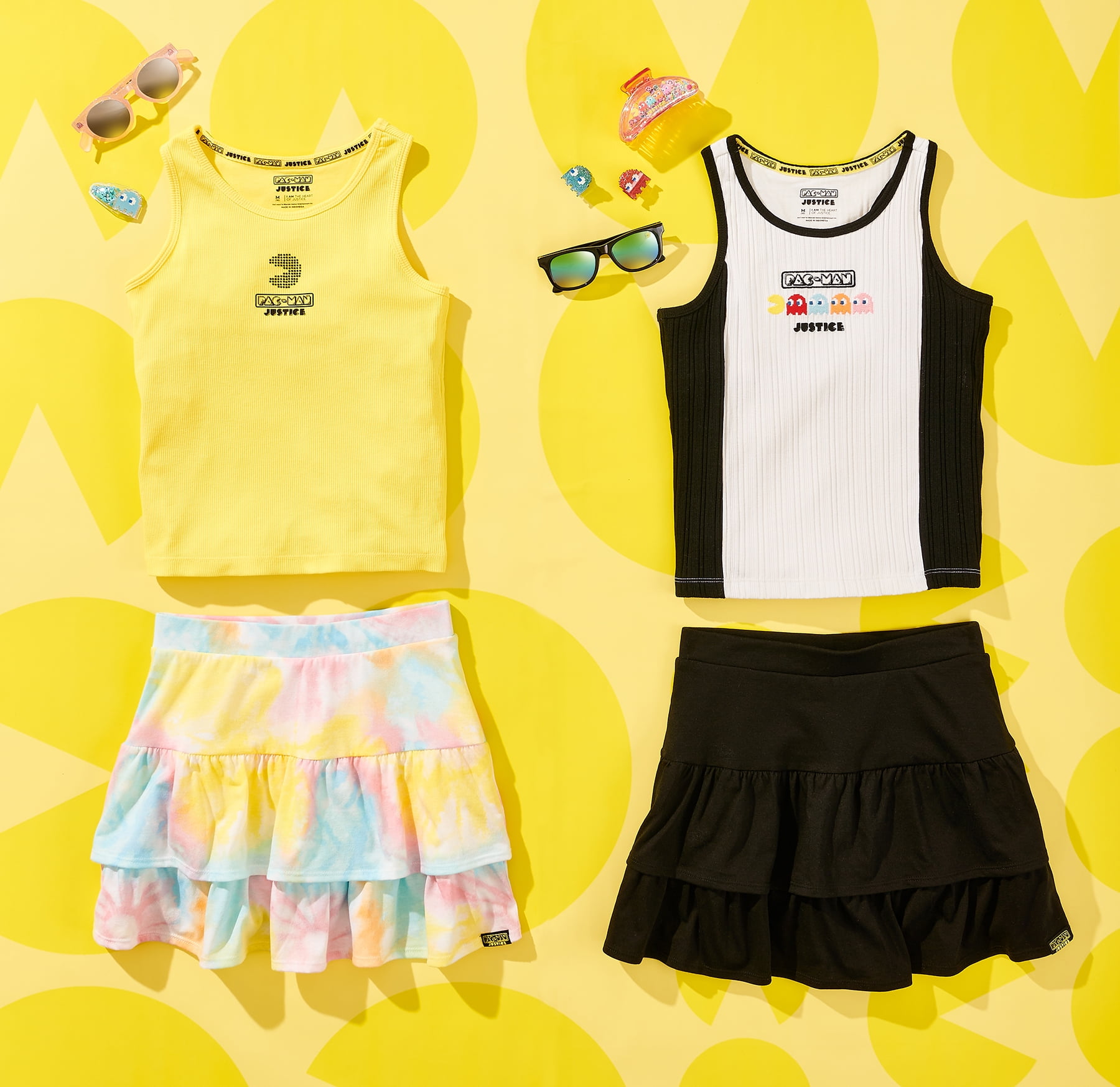 Justice Girls PAC-MAN Tiered Ruffle Skirt, Sizes XS-XL & Plus