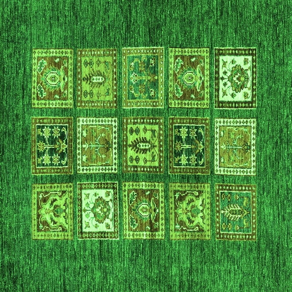 Ahgly Company Indoor Square Abstract Green Modern Area Rugs, 7' Square