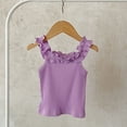 thumbnail image 5 of Ohufall Toddler Girls Tank Tops Ruffled Crew Neck 0-5T Summer Tank Top Breathable Solid Color Summer Casual Tank, 5 of 7