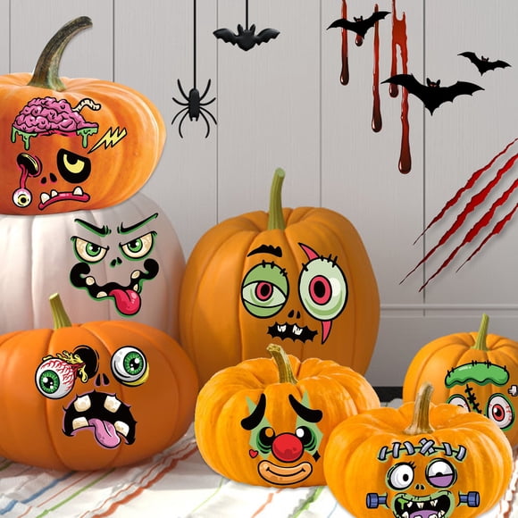 YIMWNYI 10 Pcs Autocollants Décoratifs Citrouille Halloween, Décalcomanies Murales Amovibles, Décoration Amusante pour Fêtes, Décoration Saisonnière, Faciles à Installer, Autocollants en Vinyle Auto-Adhésifs