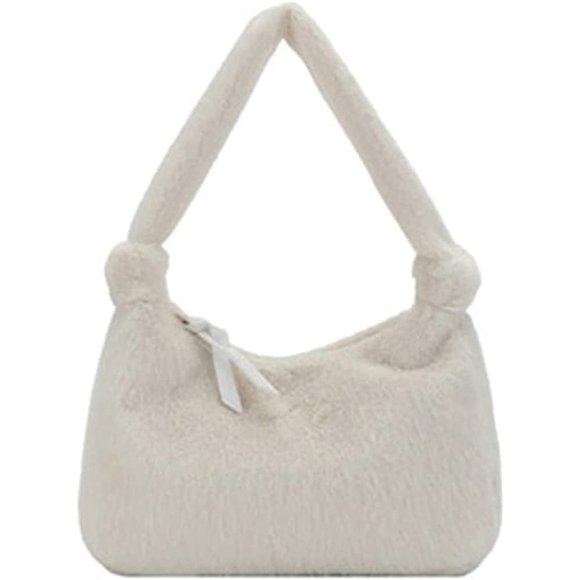 LHSHID Women Girls Trendy Elegant Fuzzy Faux Fur Tote Hobo Handbag Fluffy Soft Lightweight Shoulder Top Handle Bag Purse