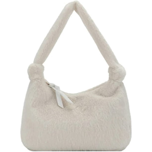 LHSHID Women Girls Trendy Elegant Fuzzy Faux Fur Tote Hobo Handbag Fluffy Soft Lightweight Shoulder Top Handle Bag Purse
