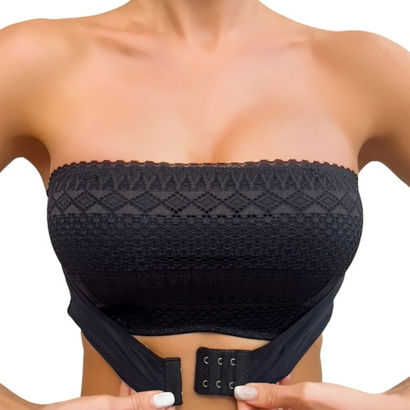 Wdgfv Strapless Bras for Women Lace Bandeau Bra One Piece Wireless Tube Top Bralette