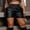 Black, variant on Womens PU Leather Shorts with Straight Legs and Side Pockets Fashionable Womens Clothing Accessory