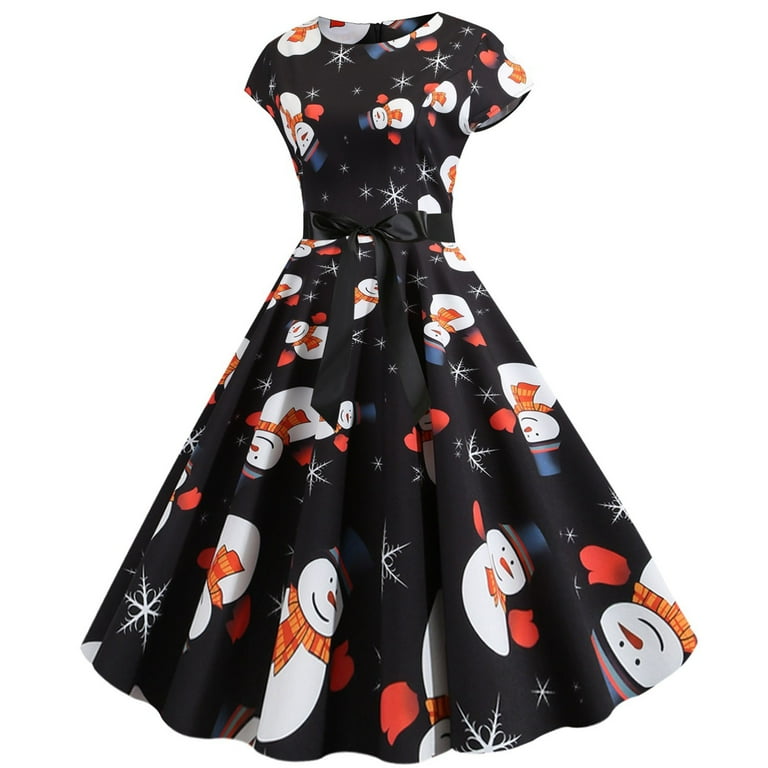 retro christmas swing dress Amazon.com: Women's Christmas Party Dance Dress Fur Collar 1950s Vintage  Midi Swing Dress Waisted Casual Xmas Elegant Prom Skirt Green : Clothing,  Shoes & Jewelry