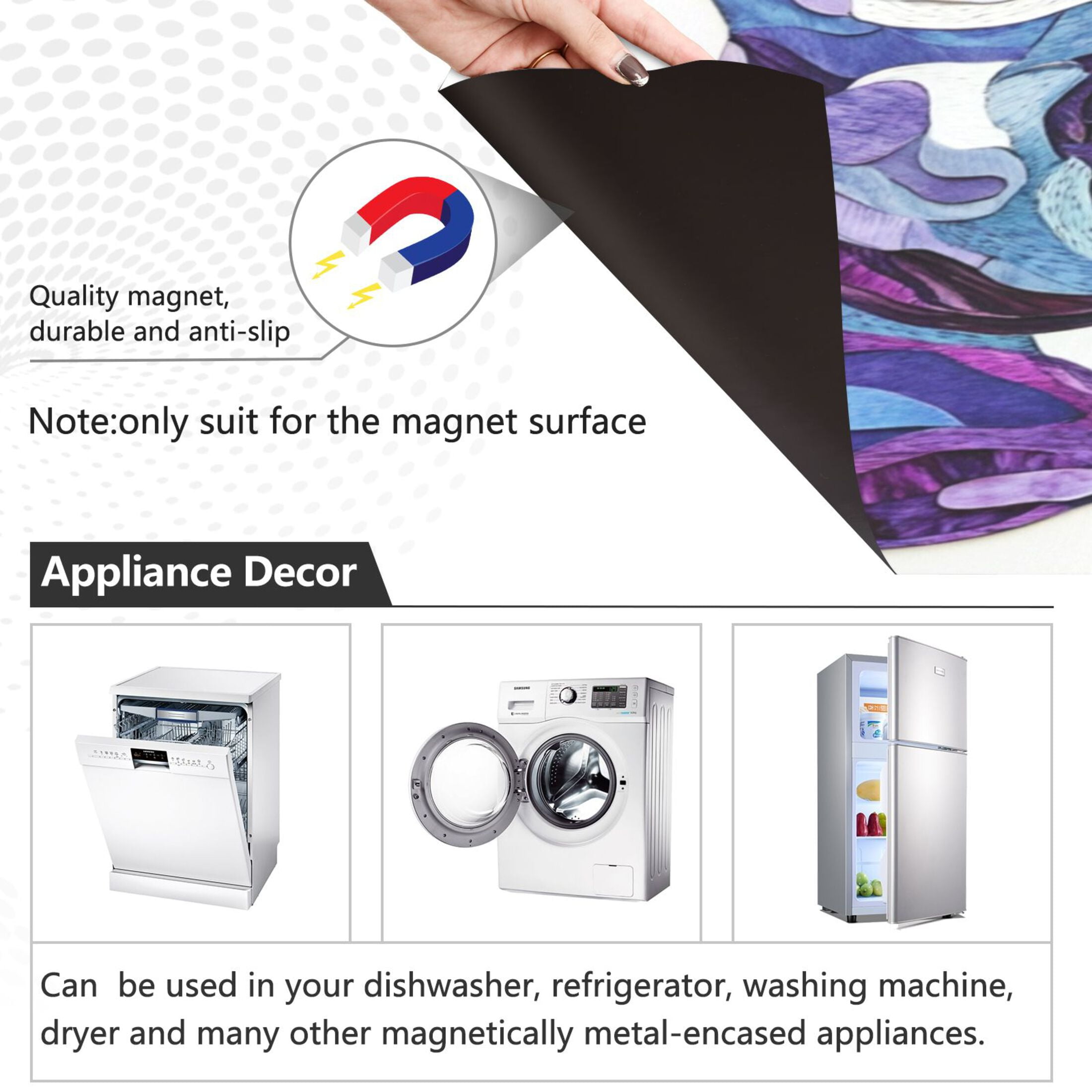 Dishwasher Magnetic Sticker 23x26 Inch Refrigerator Magnetic Sticker Washing Machine Magnetic Sticker Kitchen Panel Magnetic Sticker Home Decor Blue Cool Dog