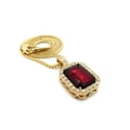 thumbnail image 3 of Rectangular Faux Ruby Stone Pendant w/ 2mm 24" Box Chain Necklace in Gold-Tone, 3 of 3