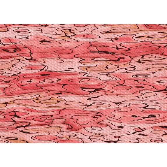 Ahgly Company Machine Washable Indoor Rectangle Transitional Light Coral Pink Area Rugs, 7' x 9'