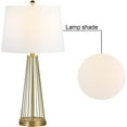 thumbnail image 5 of Maxax 27 Inch Table Lamps Set of 2, 3-Way Dimmable Brass Gold Nightstand Lamp, Industrial Bedside Light with White Fabric Shade for Living Room, Bedroom, Hollow Metal Style Base, 5 of 8