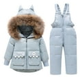 thumbnail image 2 of Toddler Snow Suit Boys And Girls Winter Fashion Outdoor Children's Hooded Thick Warm Printed Ski Suit Set Kids Winter Clothes Zip Up Jacket Trench Coat Cute pants,1-6years, 2 of 4