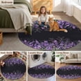 thumbnail image 5 of Purple Lavender Round Area Rug 4Ft Washable Circle Rugs for Bedroom Dining Room, Spring Watercolor Wildflowers Plant Black Non-Slip Carpet Floor Mats Indoor Outdoor Carpet Runner Aesthetic Home Decor, 5 of 8
