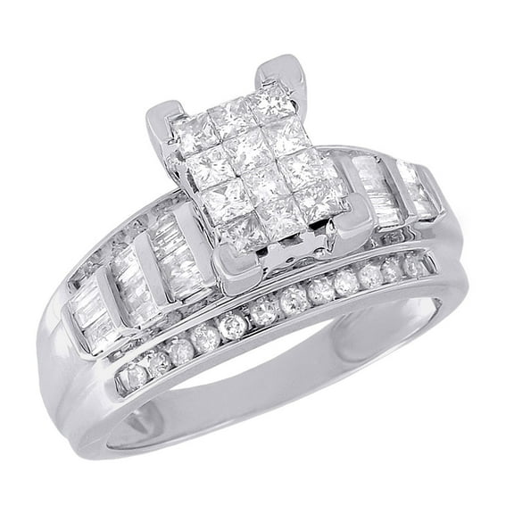 Diamond Engagement Ring Ladies 10K Yellow Gold Princess Cut 0.90 Tcw.