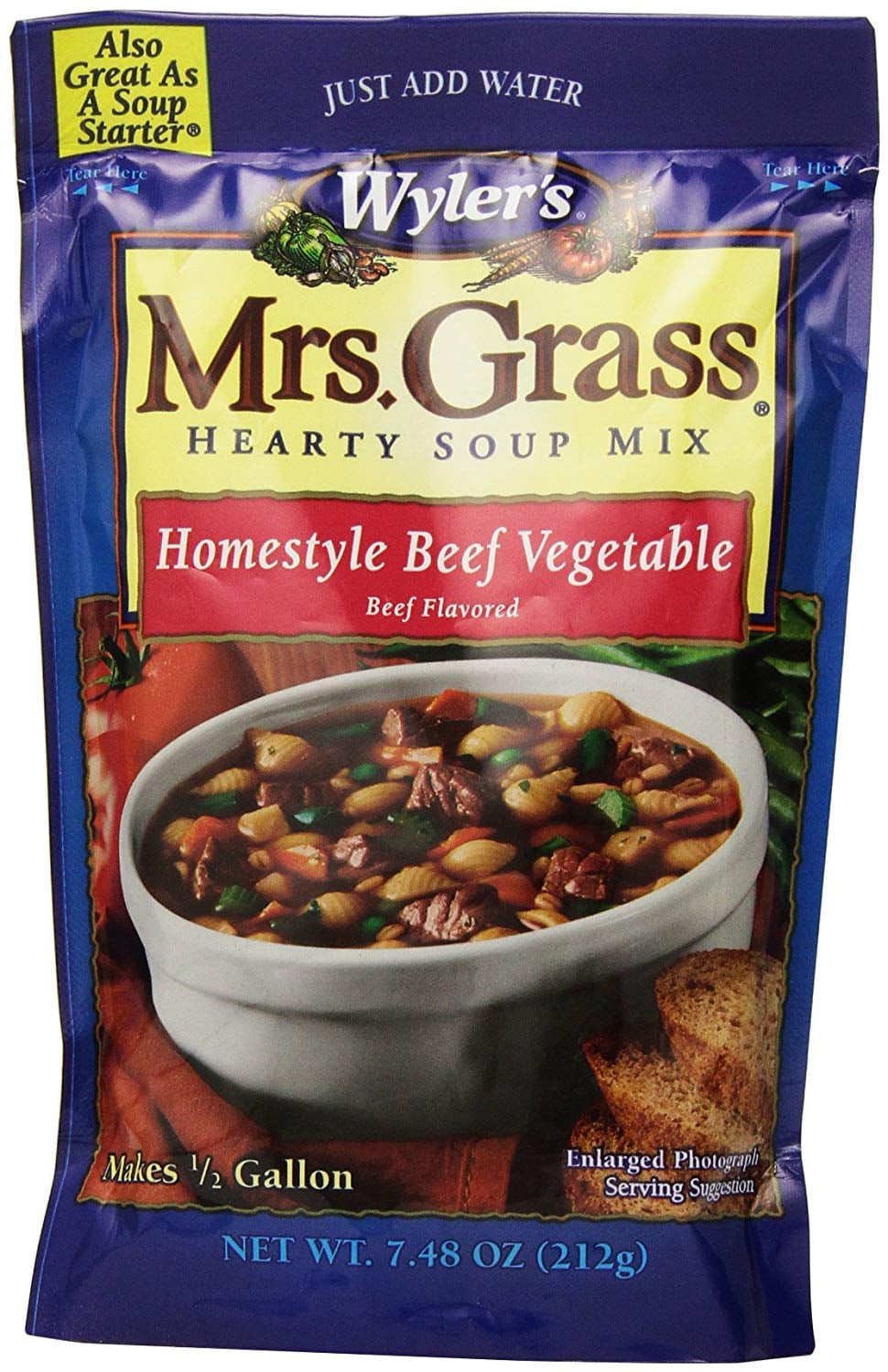Mrs. Grass Homestyle Beef Vegetable Soup Mix 7.48oz (Pack of 3