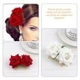 thumbnail image 5 of 2 piezas de cabello nupcial clips de moño tela rosa flor peinado peinados para el cabello de boda herramienta de peatillo, 5 of 5