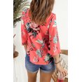 thumbnail image 1 of POGLIP Women's Orange Floral Print Button Tie Top, 1 of 6