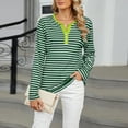thumbnail image 7 of Blmnix V-Neck Fitted Blouses for Women Striped Green Women's T Shirts Long Sleeve Tunic Tops, 7 of 7