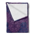 thumbnail image 2 of Indigo Soft Flannel Fleece Throw Blanket, Paisley Flower Inspired Design with Inner Swirls Leaves Image, Cozy Plush for Indoor and Outdoor Use, 50" x 60", Dark Blue Purple, by Ambesonne, 2 of 5
