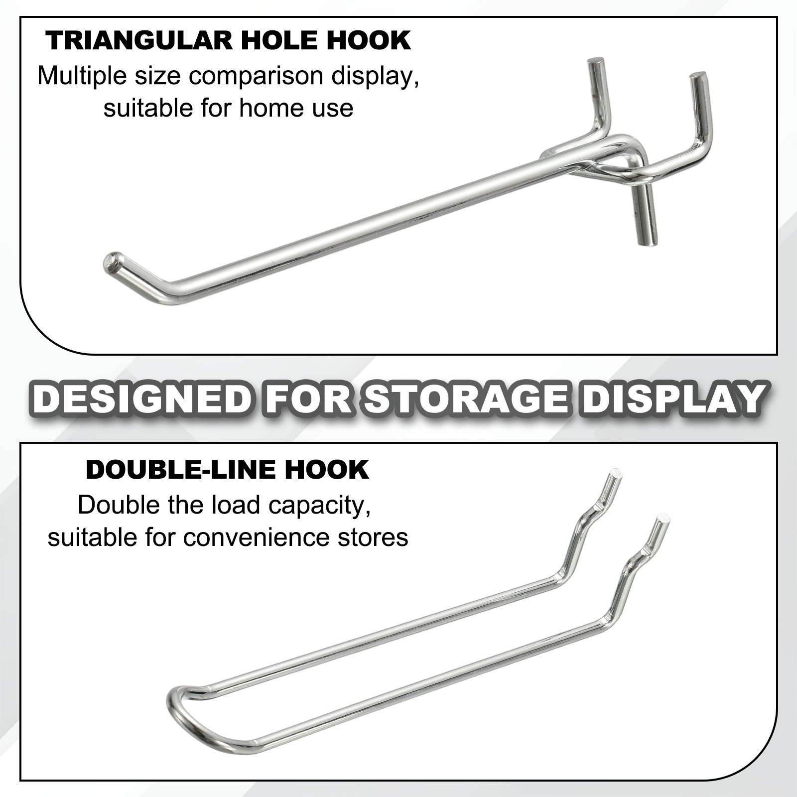 Uxcell 10 Pcs Pegboard Hooks,  9.8 Inch Peg Board Hooks Kit Fit 1/6" Pegboard Garage for Hanging Shelving Tool Storage Craft Organizing, Silver Tone