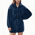 thumbnail image 3 of Women's Winter Long Sleeve Jacket Coats Outerwear, Thick Warm Fleece Lined Windbreaker with Hood, Casual Daily Wear Streetwear Travel Fashion Essential for Ladies | CSEONE,Blue L, 3 of 9