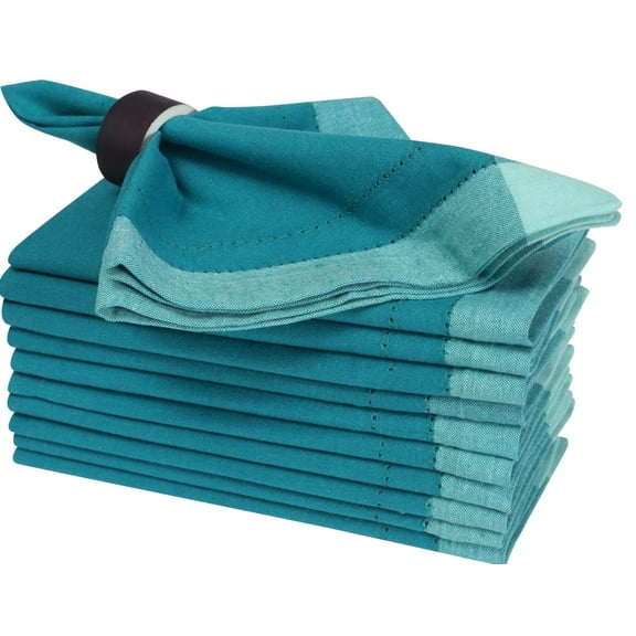 Bedding Craft Set of 12 Machine Washable, Cotton Cloth Dinner Napkins- 20x20 inch, Teal Multi