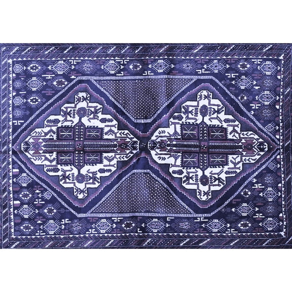 Ahgly Company Indoor Rectangle Persian Blue Traditional Area Rugs, 5' x 7'