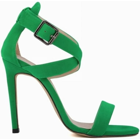 

SHYYY 2024 HUANLE New Women Sandals Sexy 11CM Peep Toe Ankle Straps Velvet Thin High Heels Party Dress Wedding Shoes Plus Size