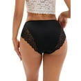 thumbnail image 3 of INSPIRE CHIC Women's Lace Mid-Waisted Underwear Comfortable Briefs, Available in Plus Size L Black, 3 of 5