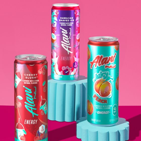 Alani Nu Sugar Free Energy Drink, Variety Pack, Cherry Slush, Juicy Peach, Hawaiian Shaved Ice, 12 fl oz, 6 Pack, Cans, 200mg Caffeine