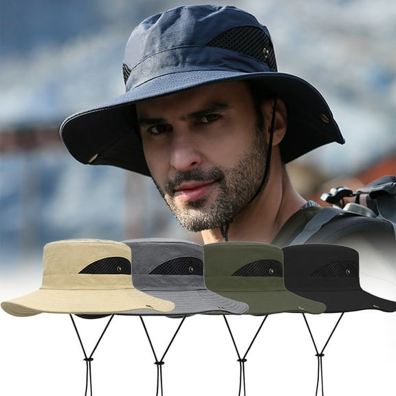 SPRING PARK Unisex Men Wide Brim Bucket Boonie Hat UV Protection Camping Safari Summer Sun Cap