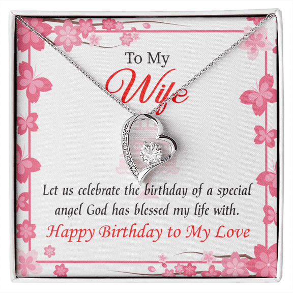 To My Wife  Love and Affection Birthday Message Forever Necklace w Message Card
