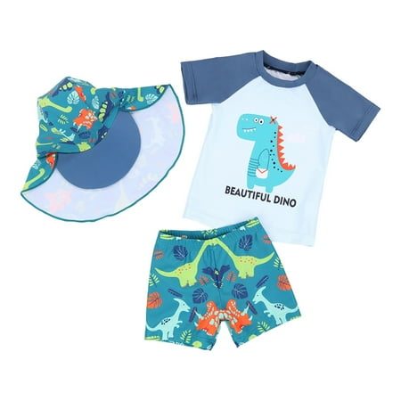 

JHLZHS Organic Cotton Baby Clothes Boys Summer Swimsuit Kids Water Sport Short Swimsuit Beach Tops and Shorts Hats 3 Pieces Holiday Bathing Suits Newborn Boy Photoshoot Outfits Farm