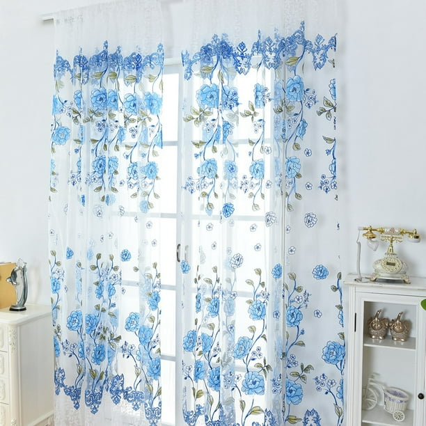 LYUMO 100 x 200 cm Floral Print Sheer Scarf Transparent ...