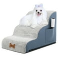 thumbnail image 1 of Escalera para perros POCBLUE de 40 cm de alto, 3 peldaños, rampa de espuma gris, 1 of 6