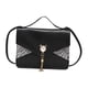 thumbnail image 3 of Bolsos de hombro con solapa para mujer, bolso de mano con correa ajustable, elegantes bolsos con borlas y cierre. negro, 3 of 9