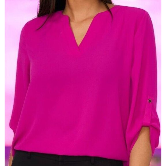 Chaus Split Neck Blouse, Pink Allure, 1X