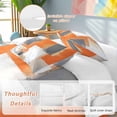 thumbnail image 2 of 3 Piece Burnt Orange Gray Duvet Cover Set Queen Size,Microfiber Comforter/Quilt Cover with Corner Ties and 2 Pillowcases,Modern Abstract Oil Painted Geometric All Season Bedding with Zipper Closure, 2 of 8