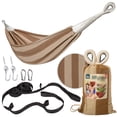 thumbnail image 1 of Bliss Hammocks 60"W Double Hammock with Rope Loops & Tree Straps, 265 lb, Cappuccino Stripe, 1 of 9